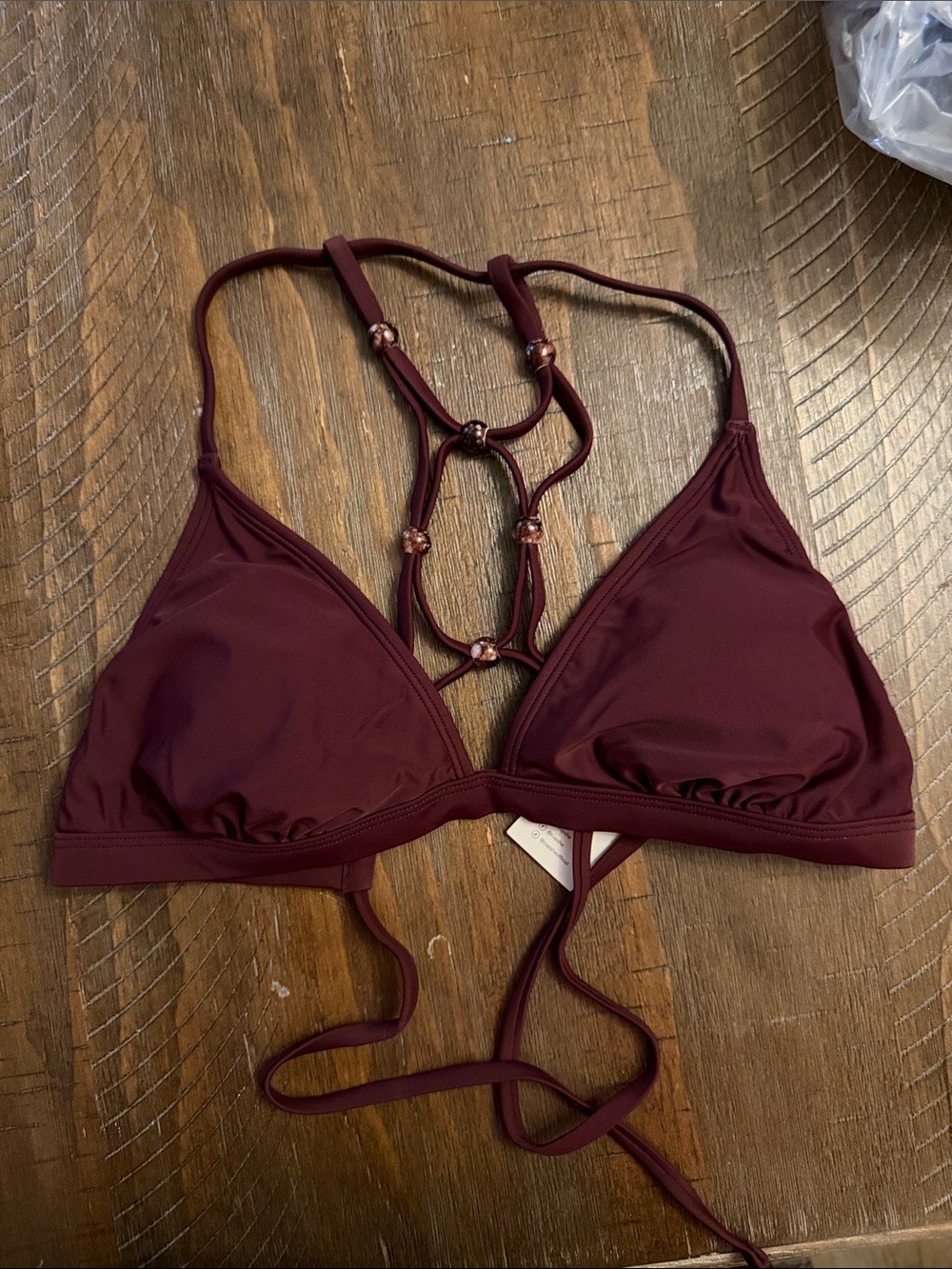 Cupshe Burgundy Rope-Detail Triangle Bikini Top